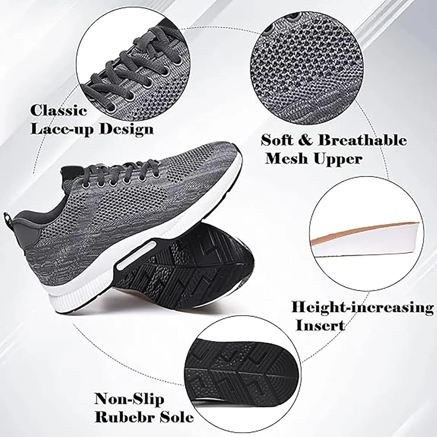 Height Boosting Shoes for Men Height Boosting Shoes Height Increasing Shoes Men's Invisible Height Increasing Elevator Shoes - Ultra Light-Weight Lace-up Sporty Walker - 2.8 Inches Taller