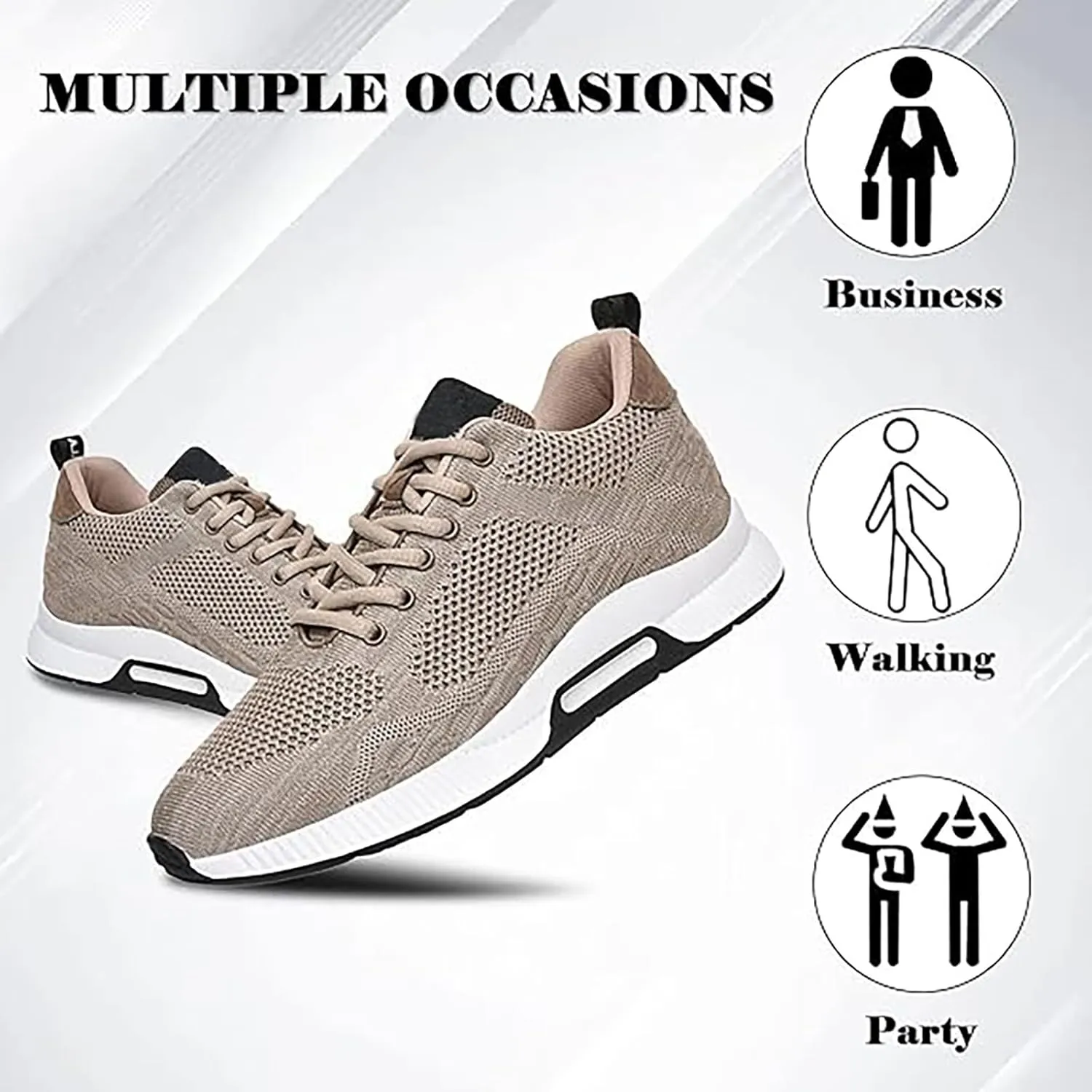Height Boosting Shoes for Men Height Boosting Shoes Height Increasing Shoes Men's Invisible Height Increasing Elevator Shoes - Ultra Light-Weight Lace-up Sporty Walker - 2.8 Inches Taller