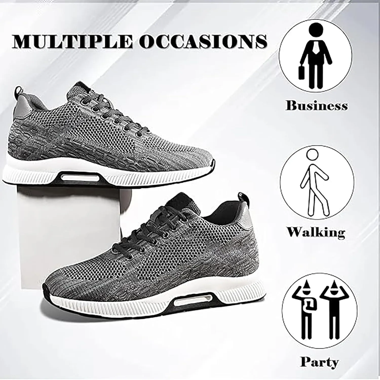Height Boosting Shoes for Men Height Boosting Shoes Height Increasing Shoes Men's Invisible Height Increasing Elevator Shoes - Ultra Light-Weight Lace-up Sporty Walker - 2.8 Inches Taller