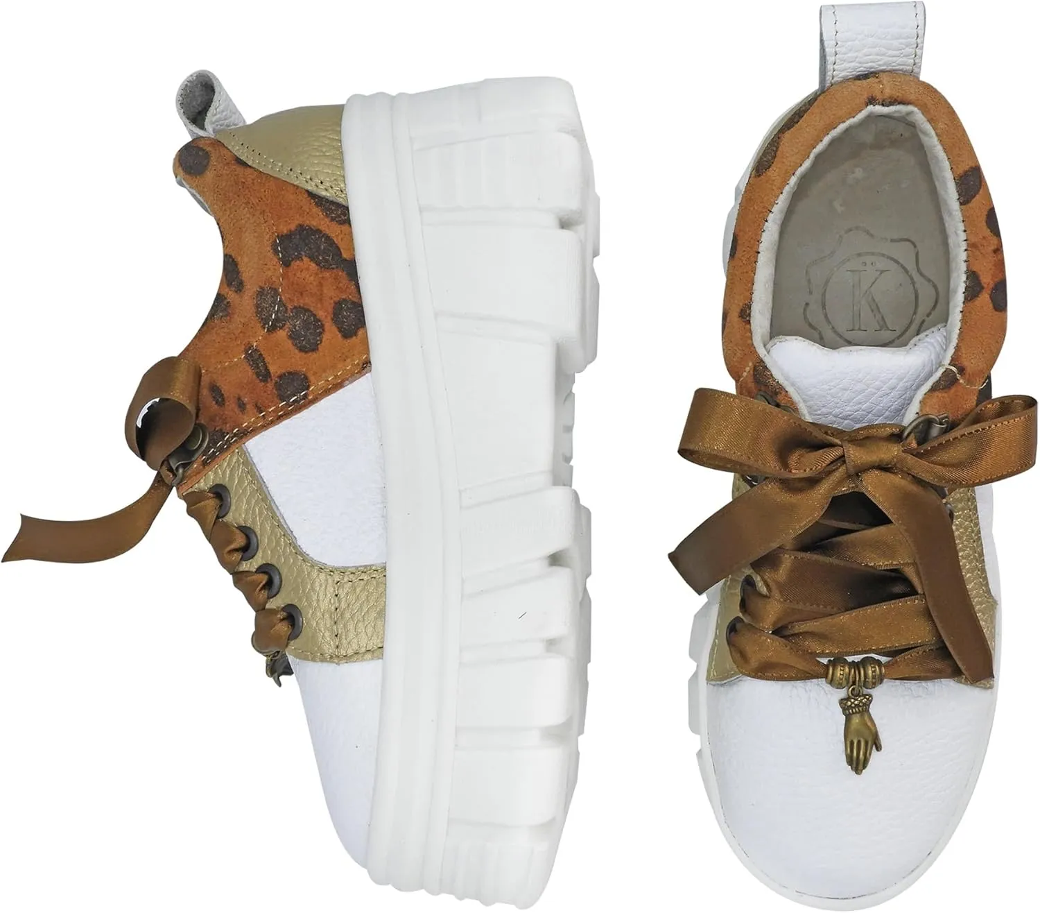 High Platform Sneakers 100% Natural Bovine Leather