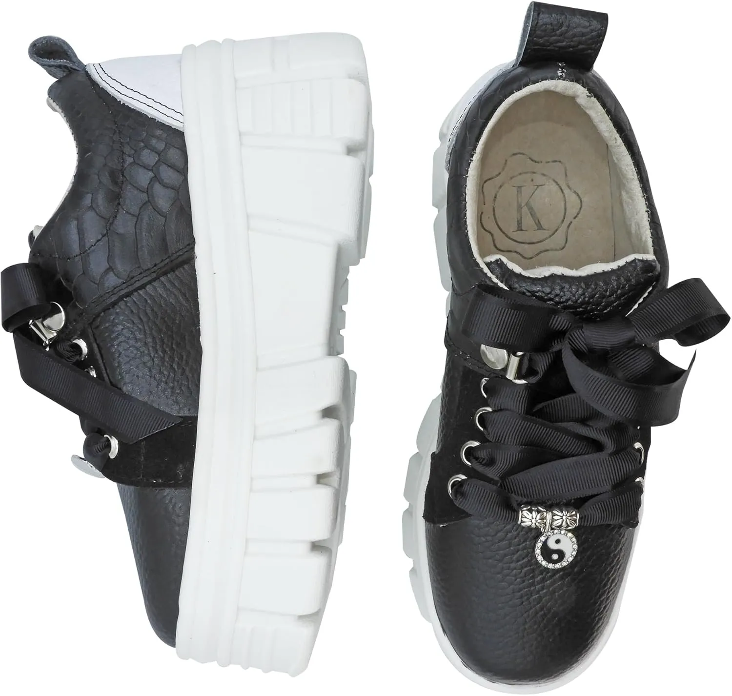 High Platform Sneakers 100% Natural Bovine Leather