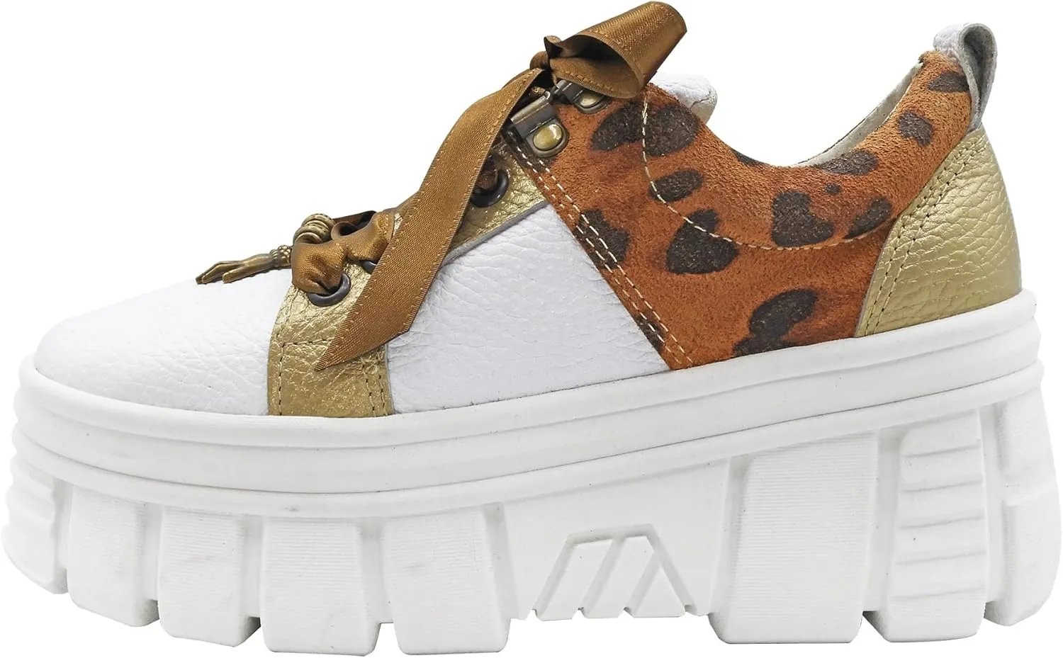 High Platform Sneakers 100% Natural Bovine Leather