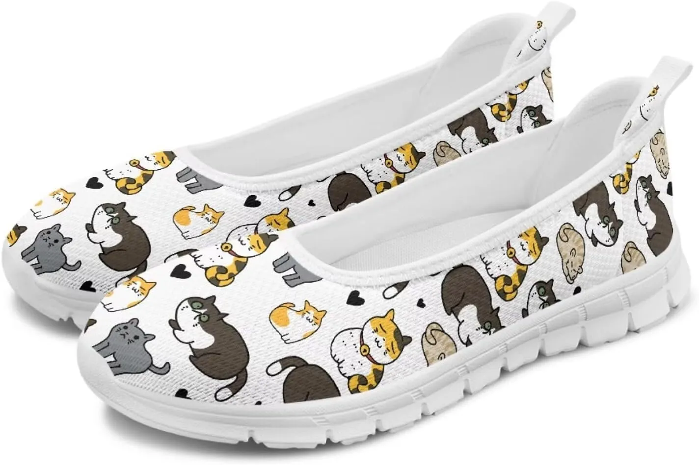 Howilath Cute Animal Print Women Mesh Flats Shoes Casual Slip on Shoes Breathable Loafers Walking Shoes