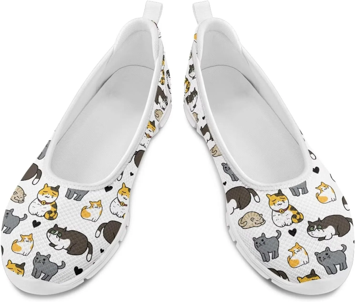 Howilath Cute Animal Print Women Mesh Flats Shoes Casual Slip on Shoes Breathable Loafers Walking Shoes