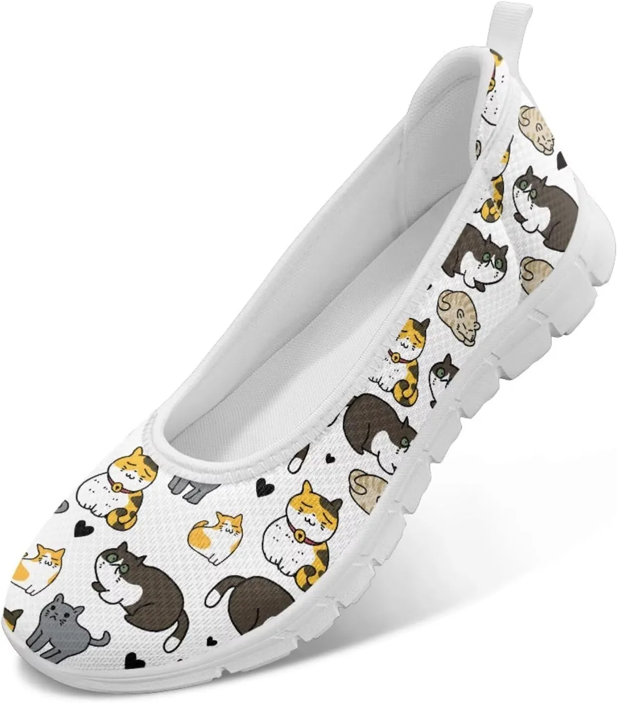 Howilath Cute Animal Print Women Mesh Flats Shoes Casual Slip on Shoes Breathable Loafers Walking Shoes