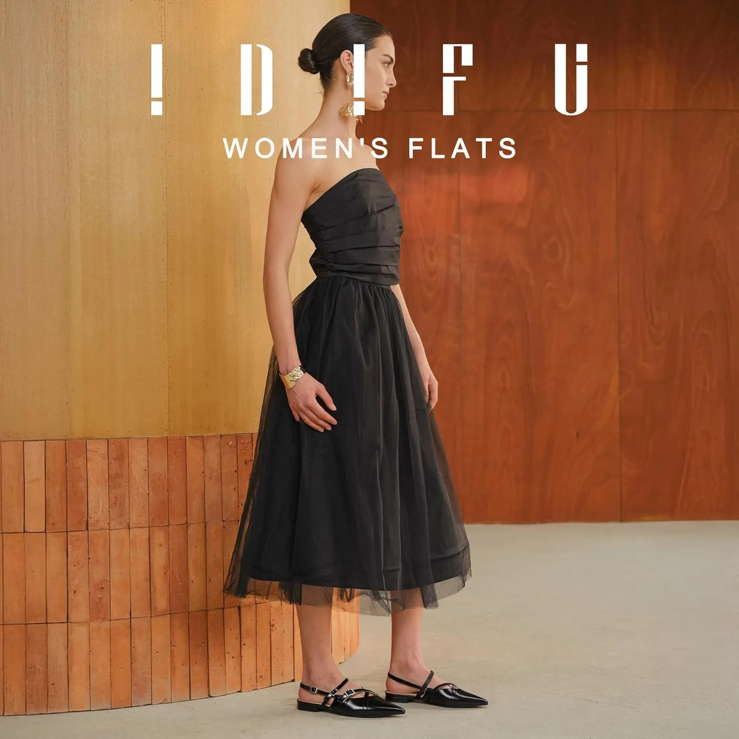 IDIFU Slingback Flats for Women Closed Pointed Toe Strappy Buckle Dress Shoes Wedding Prom Bridal Work Office Casual Formal Ladies Flats Comfortable Fashion Trendy Dressy Crisscross Flat Shoes