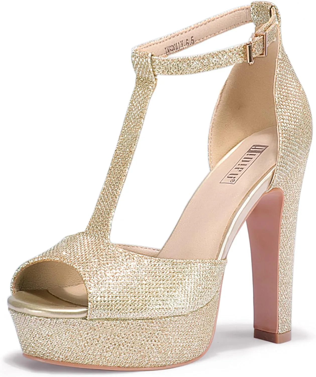IDIFU Women's IN5 Polly Platform Chunky High Heels T-Strap Sexy Sandals Peep Toe Wedding Party Prom Dress Shoes for Women Bride