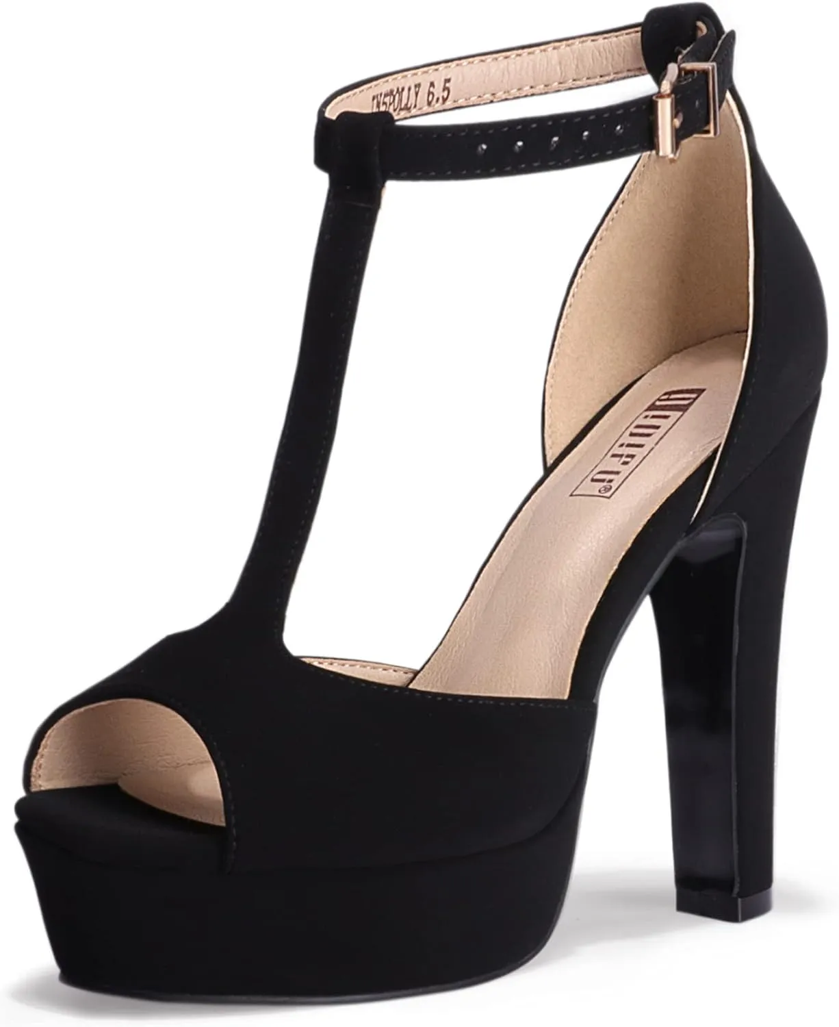 IDIFU Women's IN5 Polly Platform Chunky High Heels T-Strap Sexy Sandals Peep Toe Wedding Party Prom Dress Shoes for Women Bride