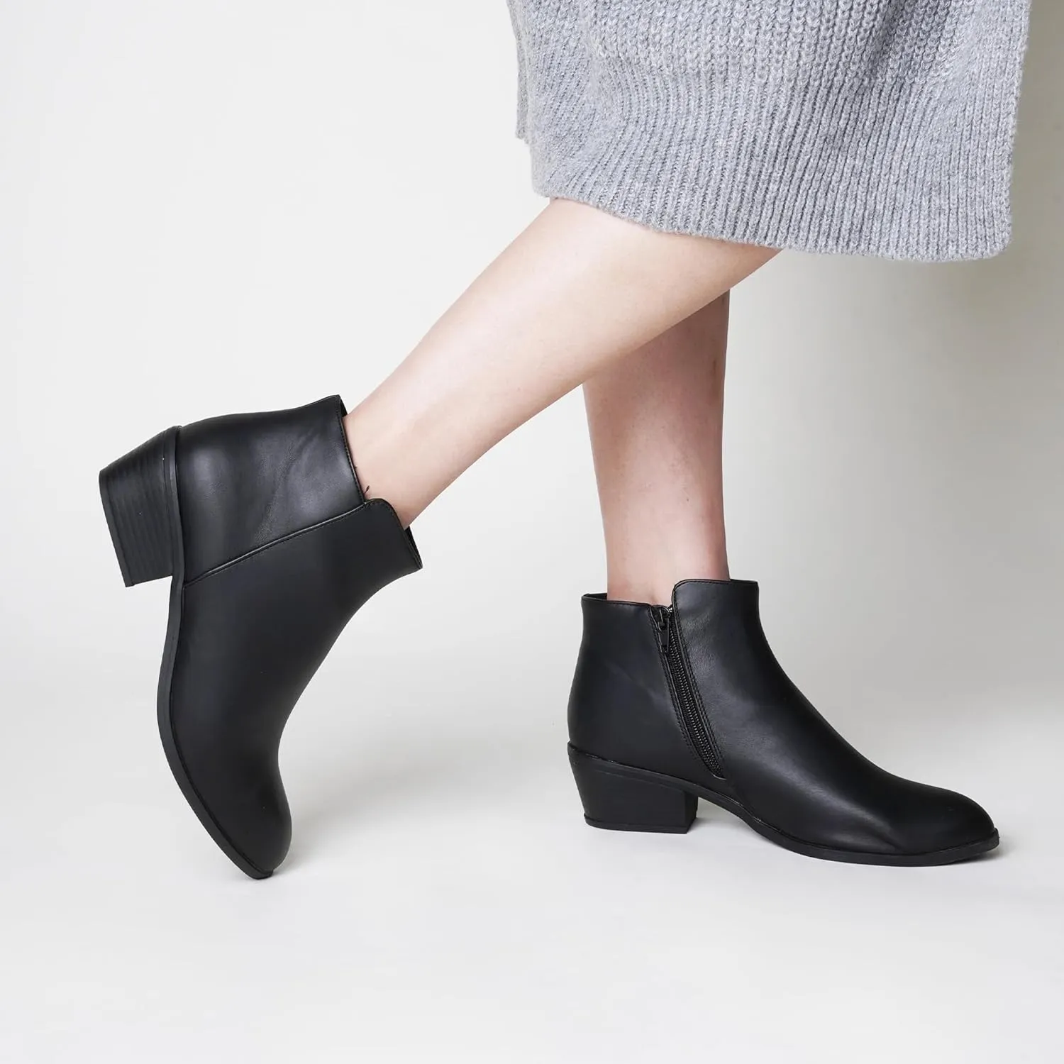 J. Adams Women's Lexy Ankle Boots, Short Low Heel, Side Zipper, Casual Booties for Fall and Winter
