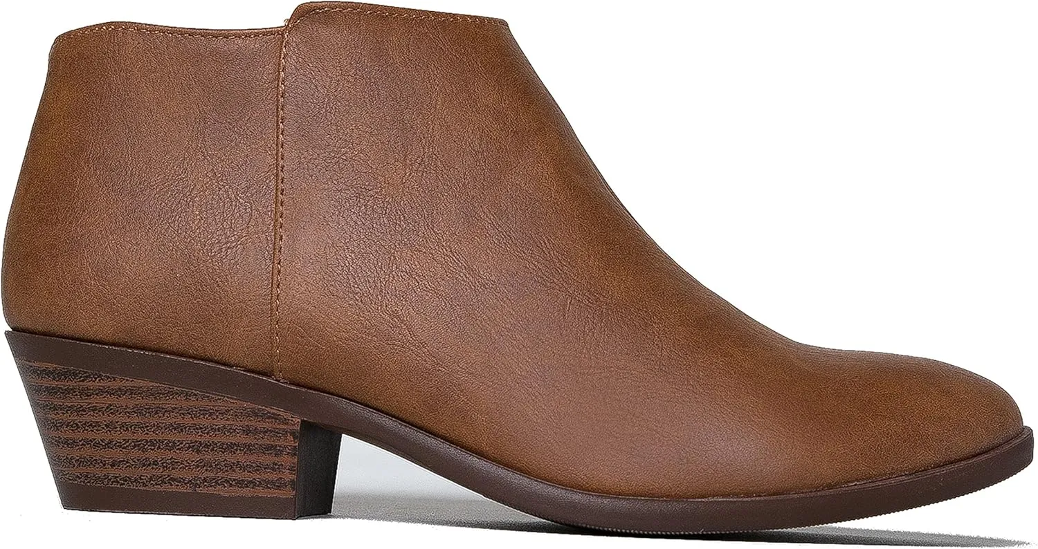 J. Adams Women's Lexy Ankle Boots, Short Low Heel, Side Zipper, Casual Booties for Fall and Winter
