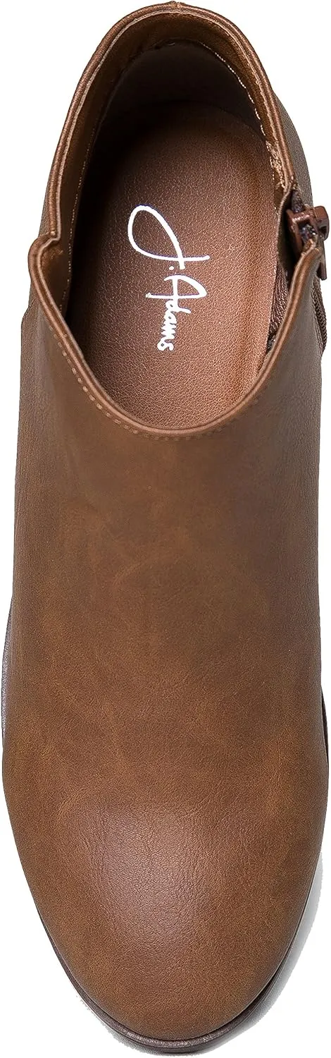 J. Adams Women's Lexy Ankle Boots, Short Low Heel, Side Zipper, Casual Booties for Fall and Winter