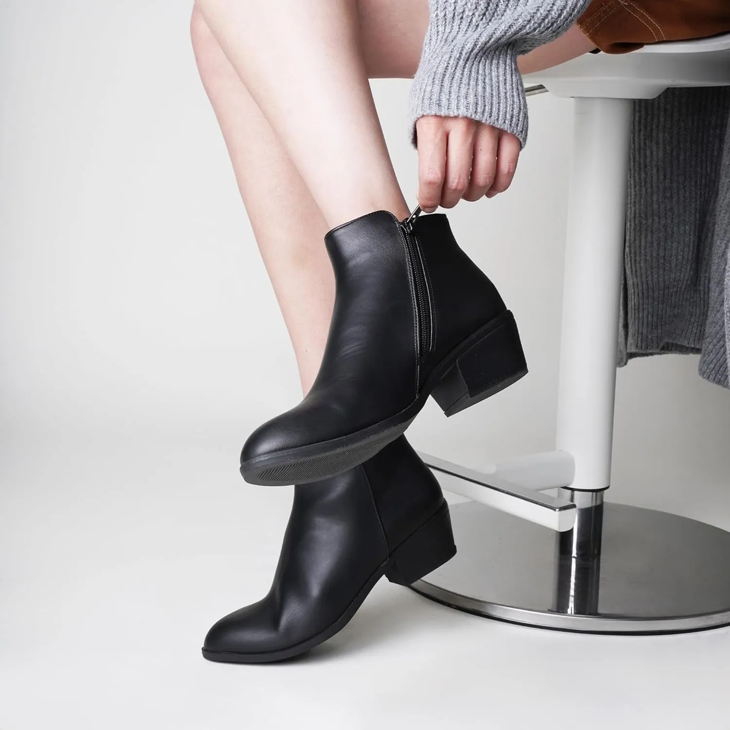 J. Adams Women's Lexy Ankle Boots, Short Low Heel, Side Zipper, Casual Booties for Fall and Winter