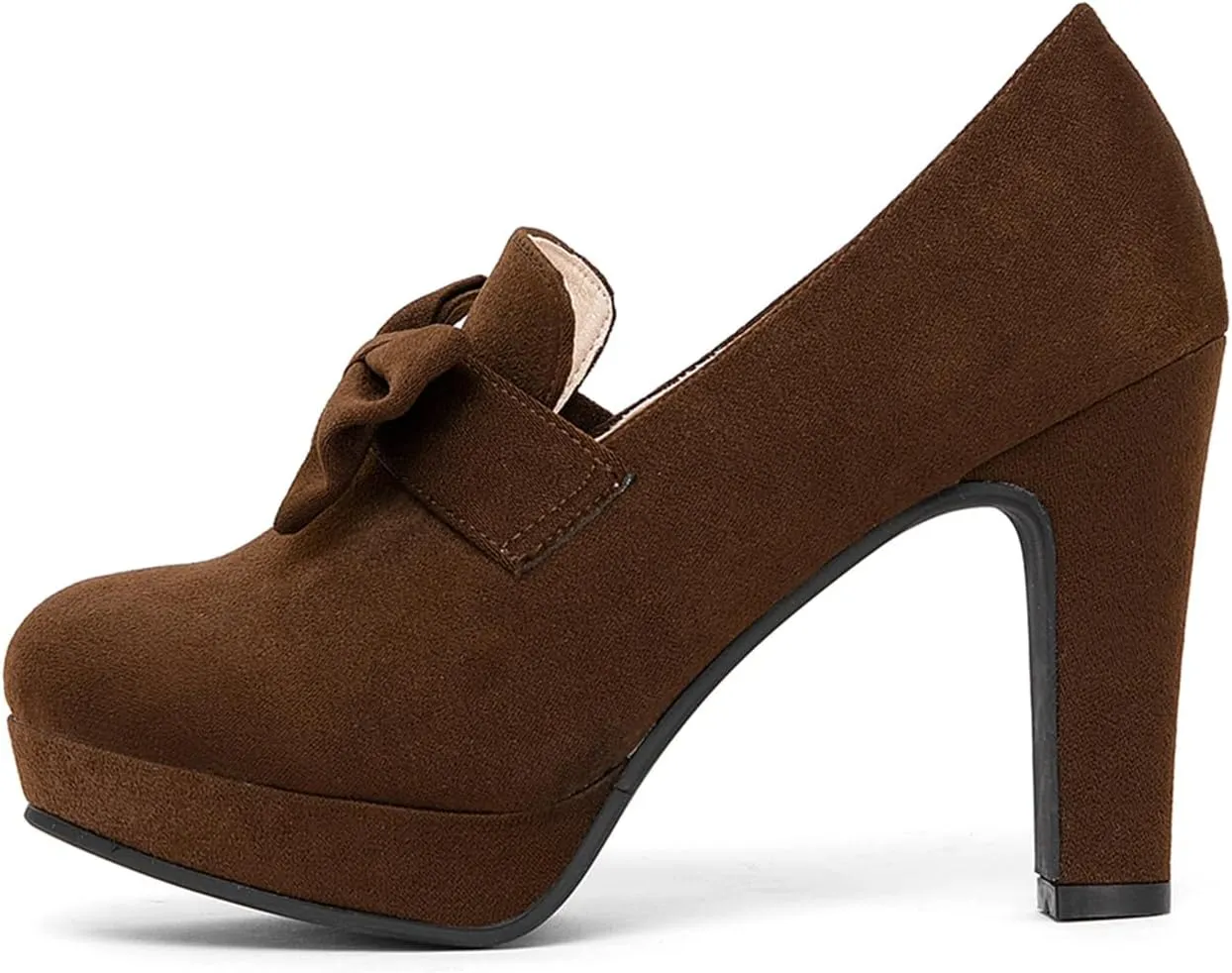 Jeesay Women's Bow Chunky Heels Mary Jane Pumps Closed Toe Platform High Heel Sandals Dress Shoes