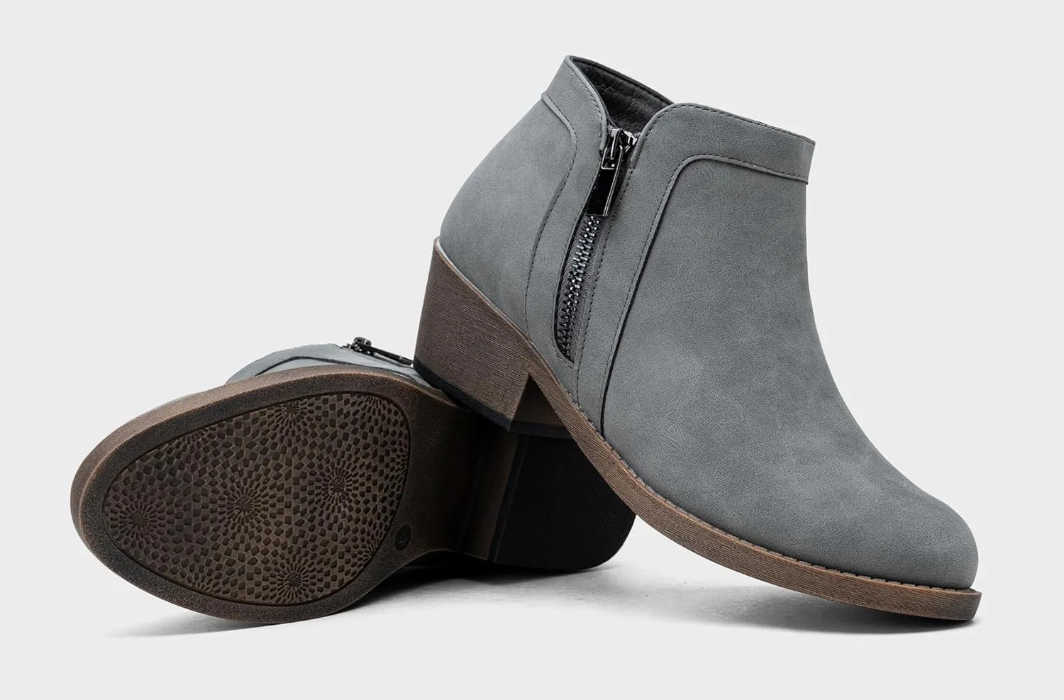 Jeossy Women's 9618 Classic Ankle Boots Slip on Chunky Heel Boots for Women