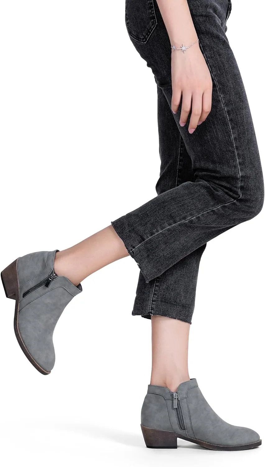 Jeossy Women's 9618 Classic Ankle Boots Slip on Chunky Heel Boots for Women