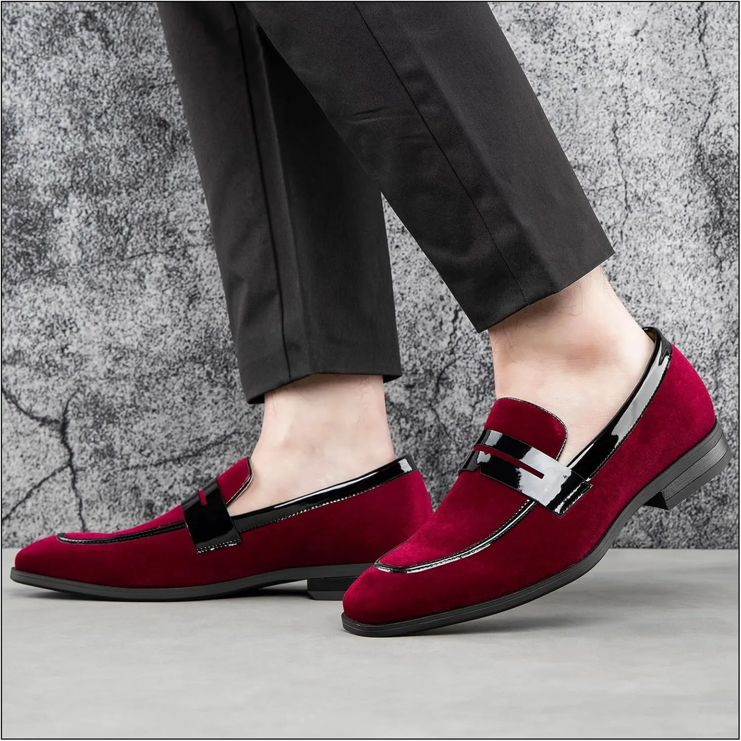 JITAI Mens Velvet Loafers Dress Shoes Loafers for Men Tuxedo Suit Shoes