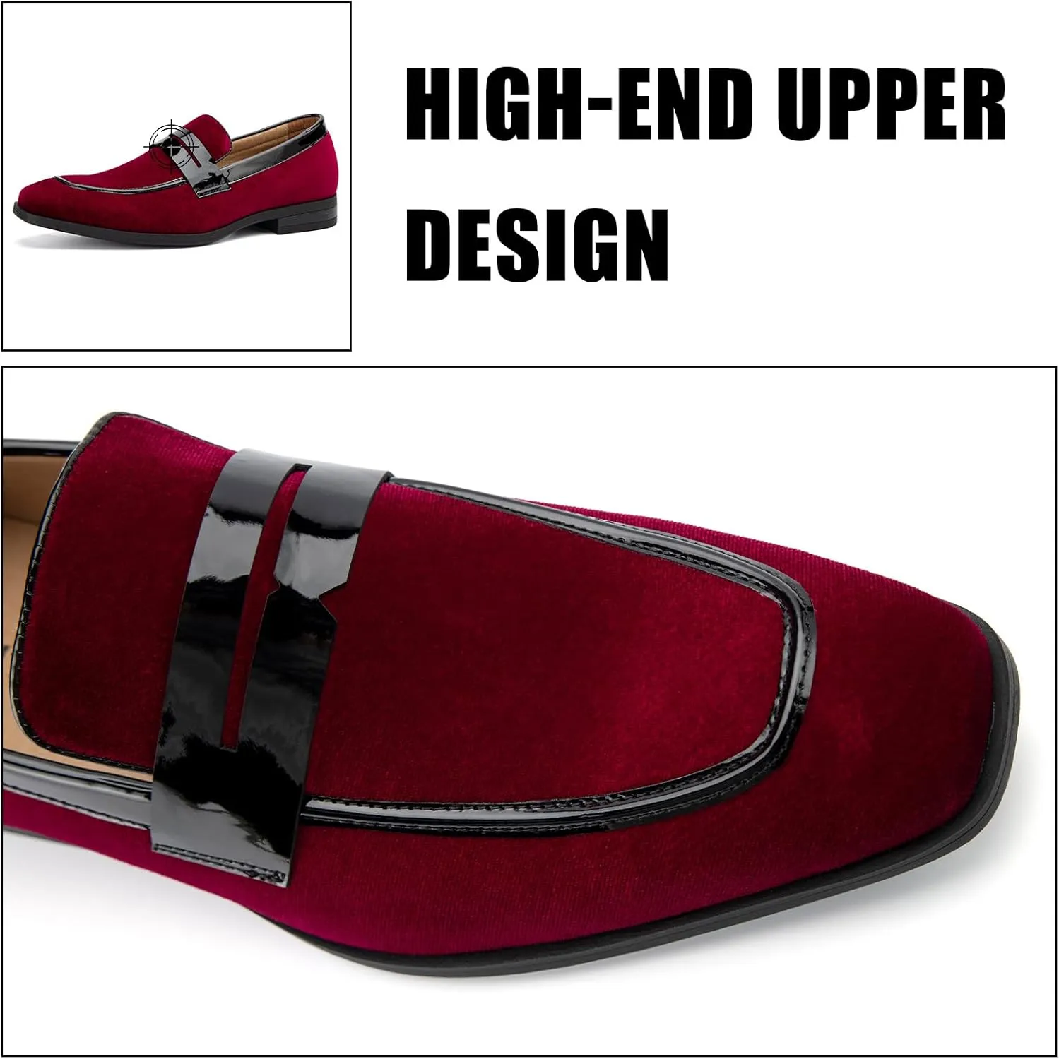 JITAI Mens Velvet Loafers Dress Shoes Loafers for Men Tuxedo Suit Shoes