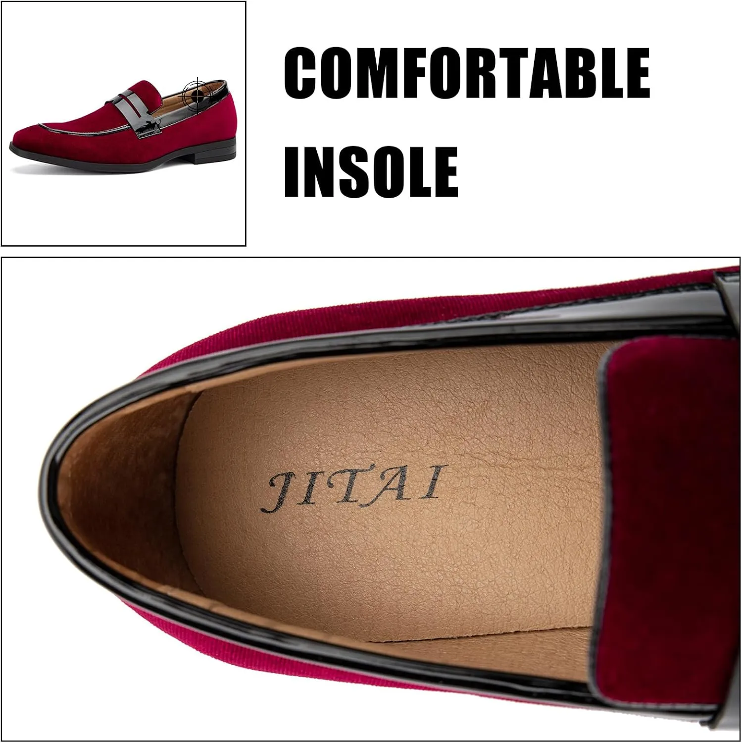 JITAI Mens Velvet Loafers Dress Shoes Loafers for Men Tuxedo Suit Shoes