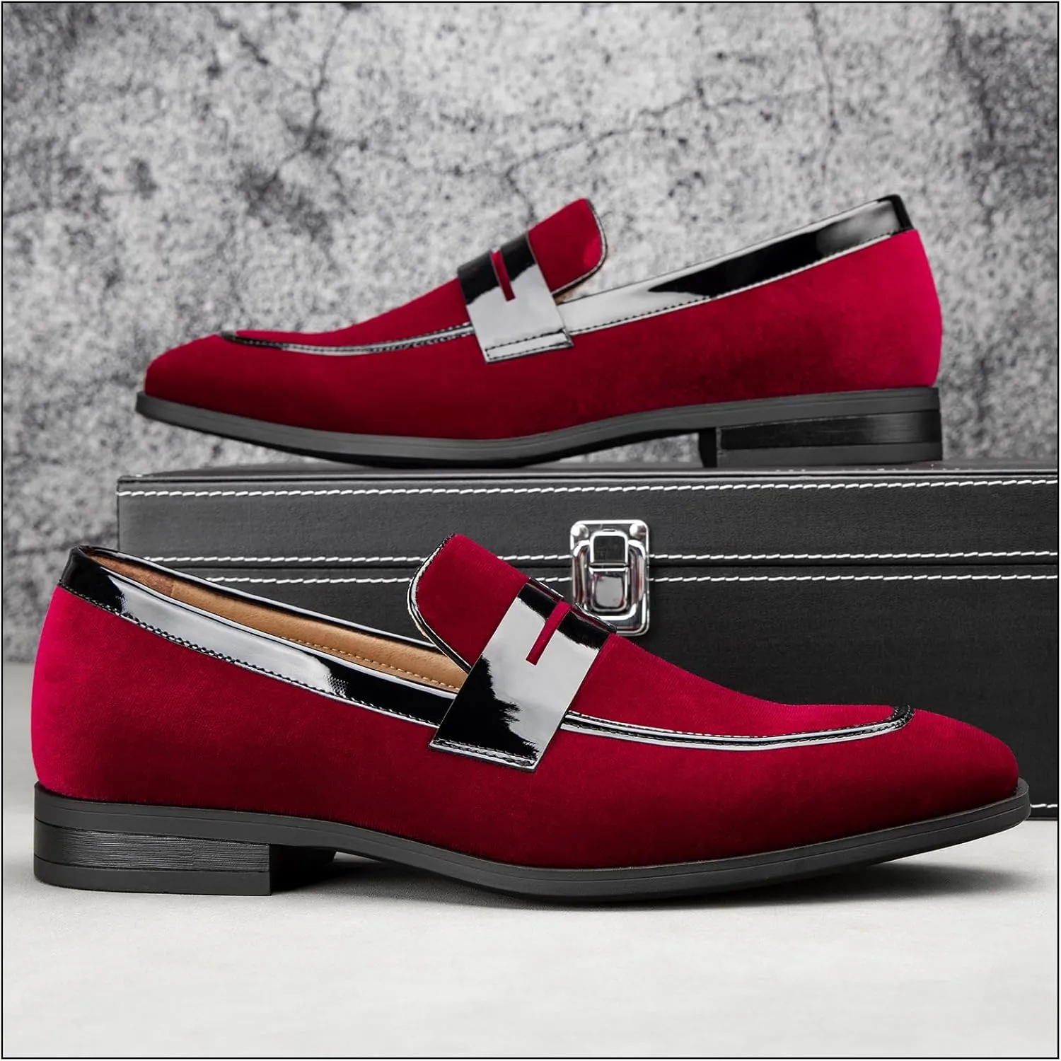 JITAI Mens Velvet Loafers Dress Shoes Loafers for Men Tuxedo Suit Shoes