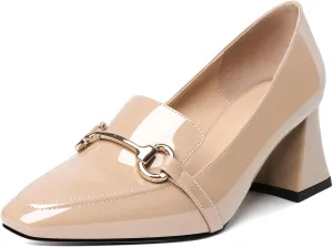 Joseywade Low Heels for Women Block Chunky Heels Slip On Toe Pumps Loafers 2.5" Closed Toe Slanted Heels Shoes
