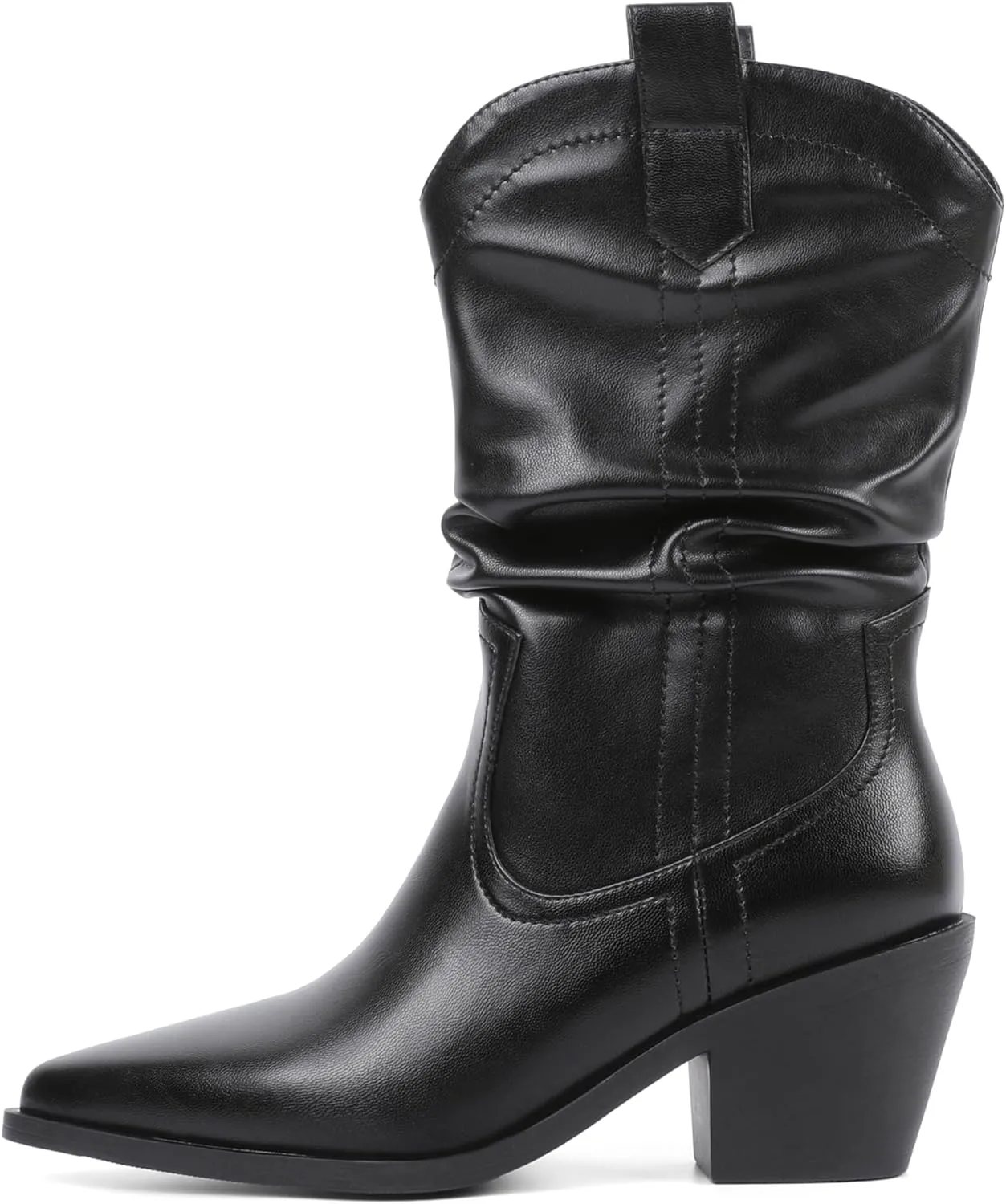 Joseywade Womens Western Boots Cowboy Cowgirl Boots Pointed Toe Mid-Calf Boots Low Stacked Heel Pull On Boots 2.5 Inch US Size 5-15