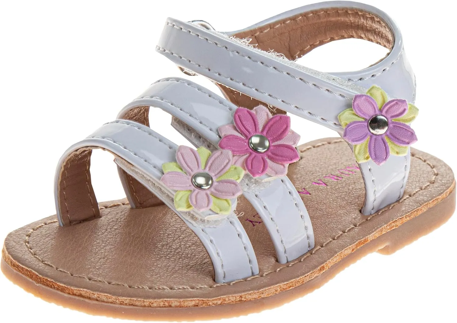 Josmo Baby Girls Sandals Floral Outdoor Open Toe Flats First Walker Toddler Girl Sandal for Summer Size 2-4 Infant