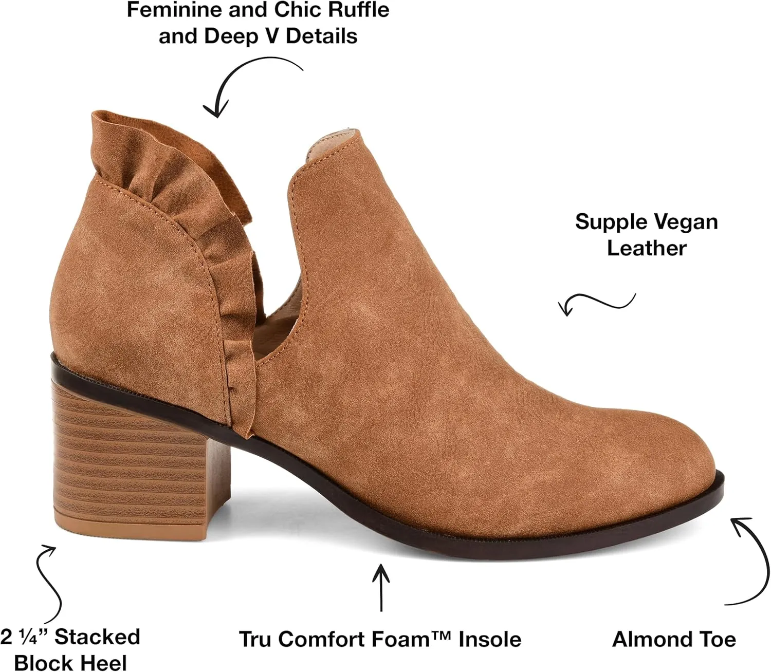 Journee Womens Lennie Tru Comfort Foam Slip On Stacked Heel Booties
