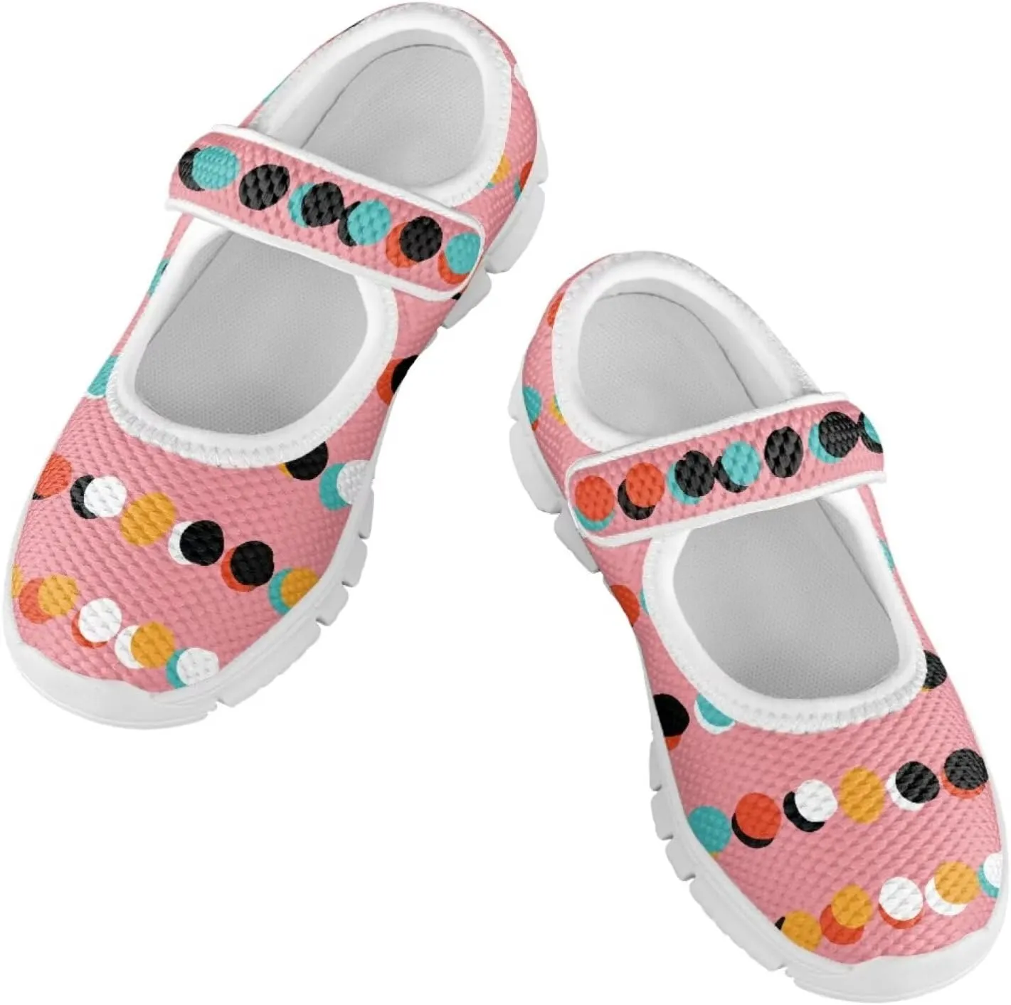 JoyLamoria Colorful Tie Dye Print Toddler Girls Dress Shoes Slip on Mary Jane Shoes for Girls Fashion Ballet Shoes Soft Flats Sneakers