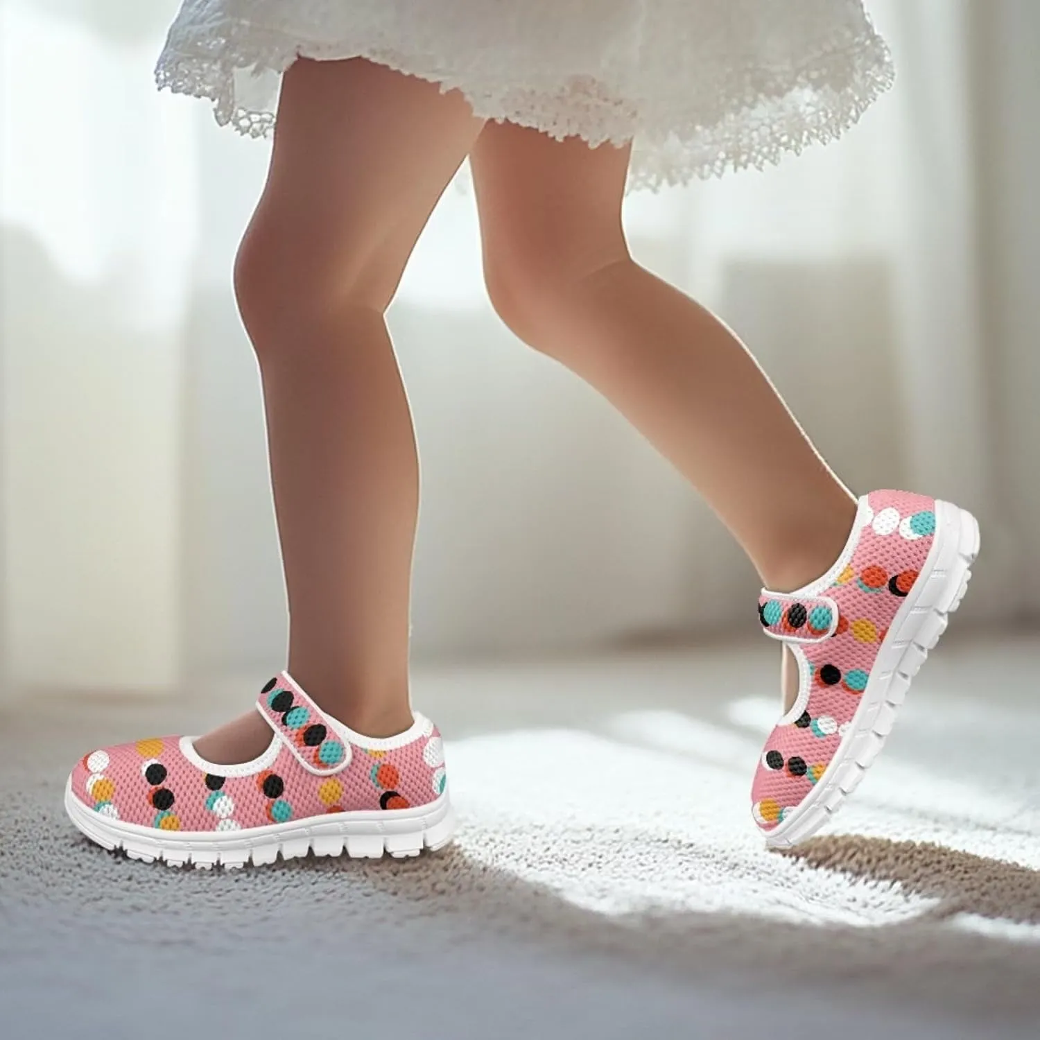 JoyLamoria Colorful Tie Dye Print Toddler Girls Dress Shoes Slip on Mary Jane Shoes for Girls Fashion Ballet Shoes Soft Flats Sneakers