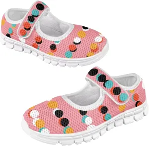 JoyLamoria Colorful Tie Dye Print Toddler Girls Dress Shoes Slip on Mary Jane Shoes for Girls Fashion Ballet Shoes Soft Flats Sneakers