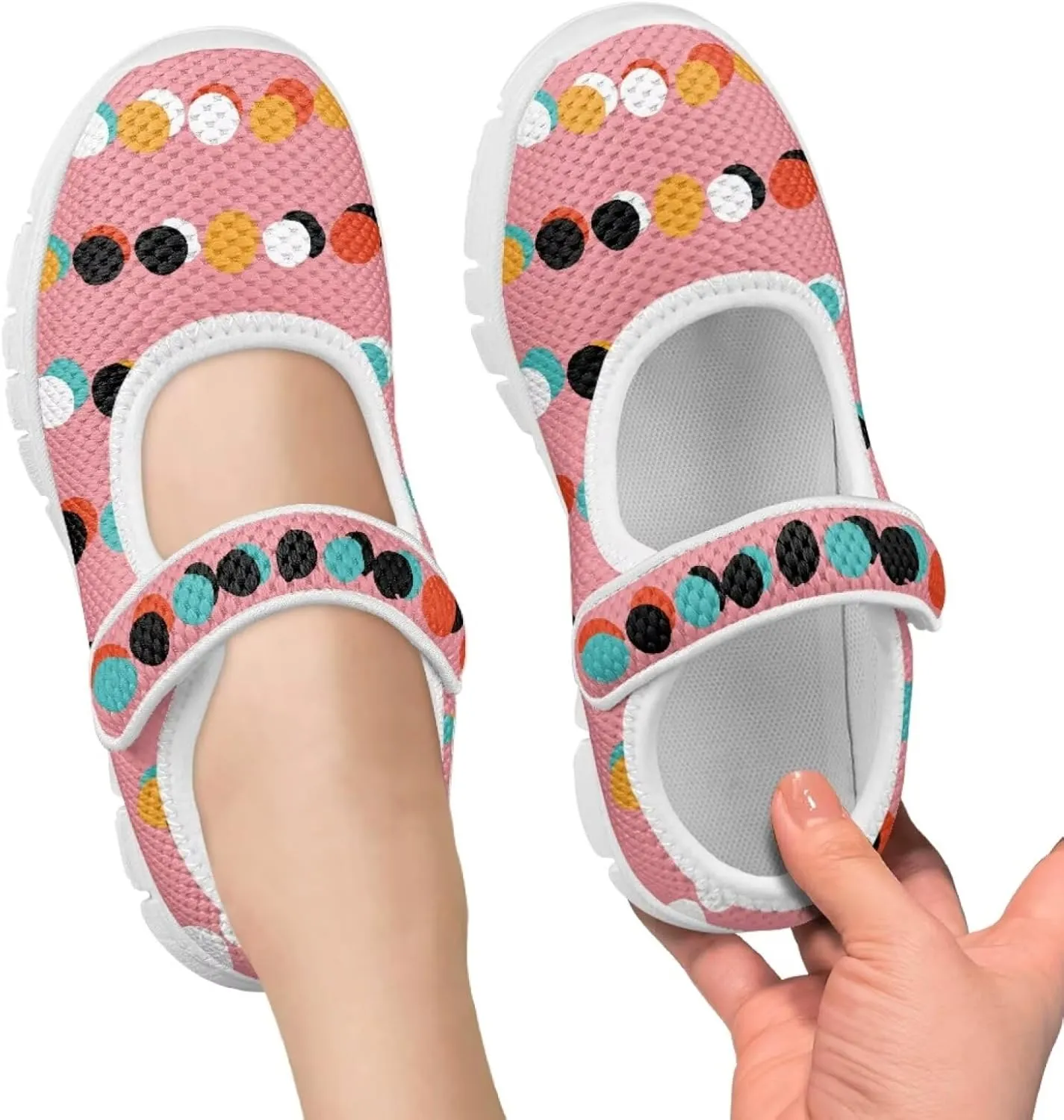 JoyLamoria Colorful Tie Dye Print Toddler Girls Dress Shoes Slip on Mary Jane Shoes for Girls Fashion Ballet Shoes Soft Flats Sneakers