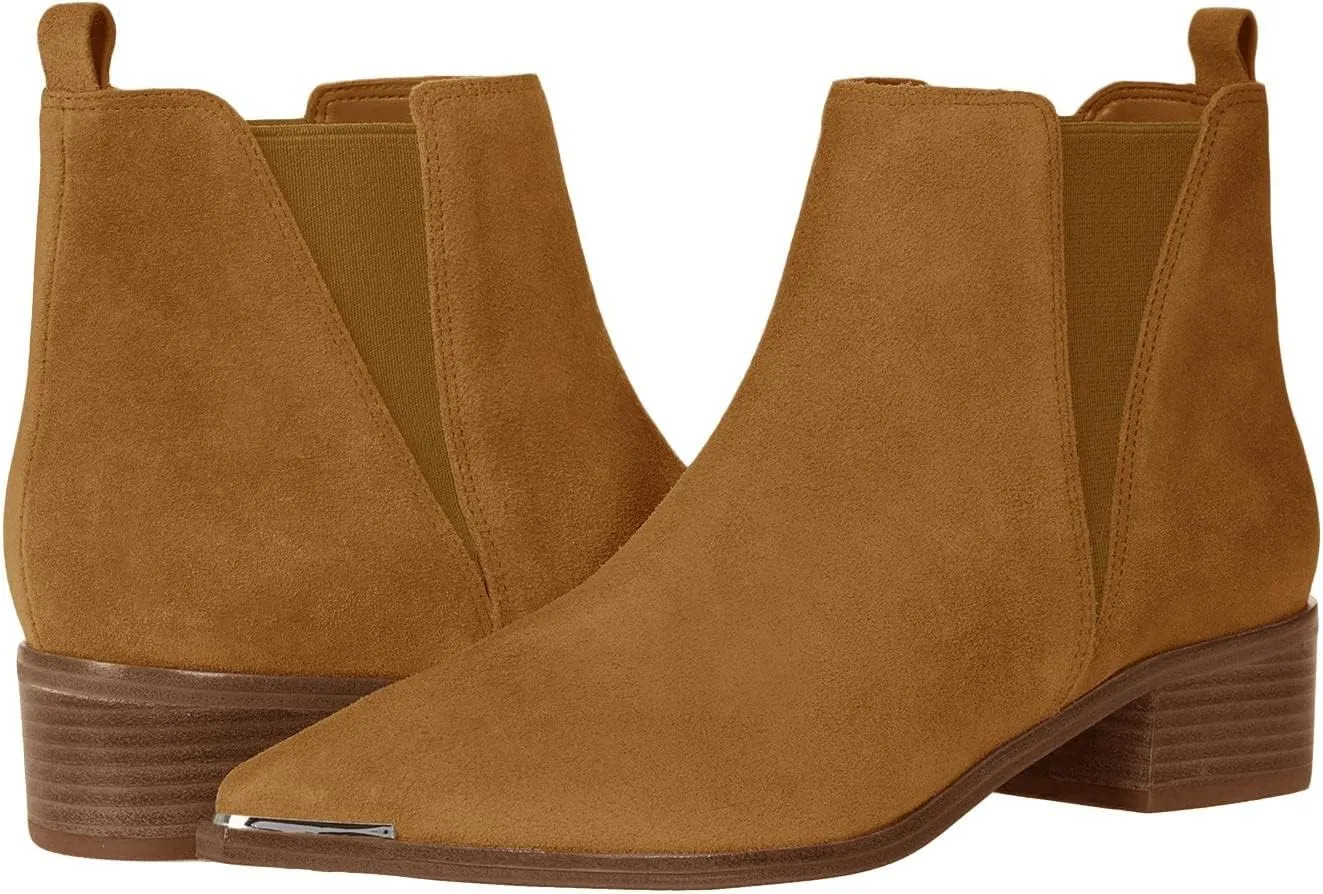 Juliet Holy Womens Chelsea Boots Fashion Winter Pointed Toe Chunky Stacked Low Heel Slip On Ankle Booties