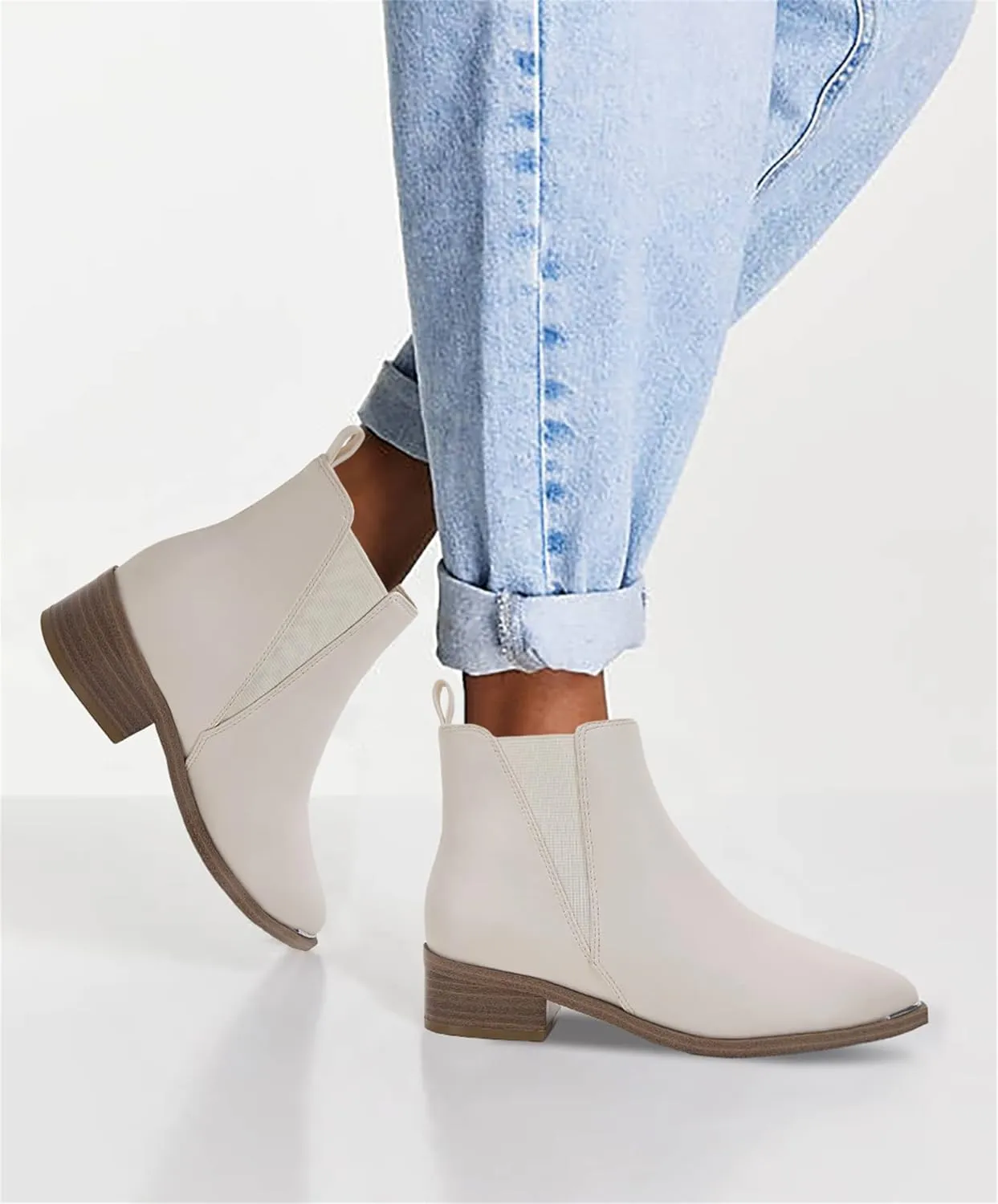 Juliet Holy Womens Chelsea Boots Fashion Winter Pointed Toe Chunky Stacked Low Heel Slip On Ankle Booties