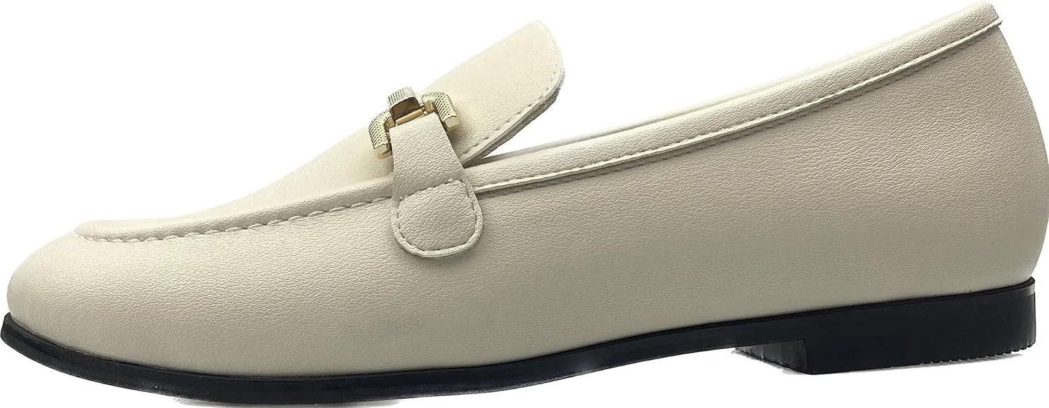 Justar Women's Genuine Leather Buckle Loafers Dress Shoes Casual Flats Low Heel Slip on Driving Penny Loafer for Women