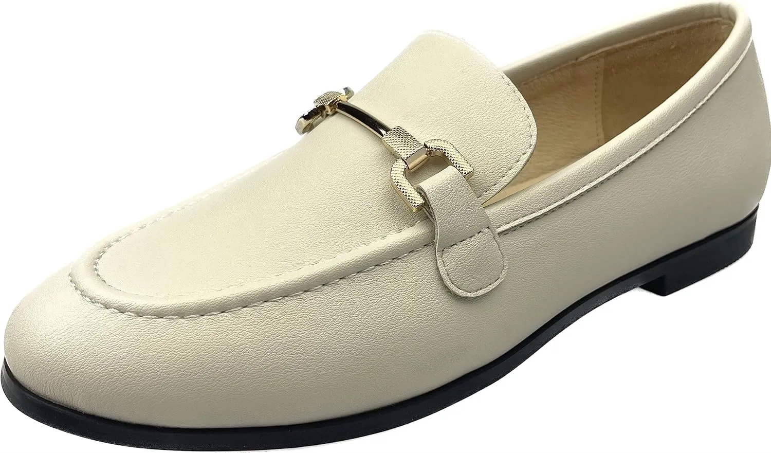 Justar Women's Genuine Leather Buckle Loafers Dress Shoes Casual Flats Low Heel Slip on Driving Penny Loafer for Women
