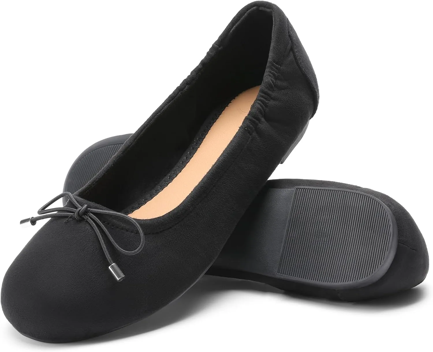 JustFab Womens Ballet Flats Shoes Foldable Round Toe Dress Shoes Comfortable Slip On Walking Flats Shoes Comfort Soft
