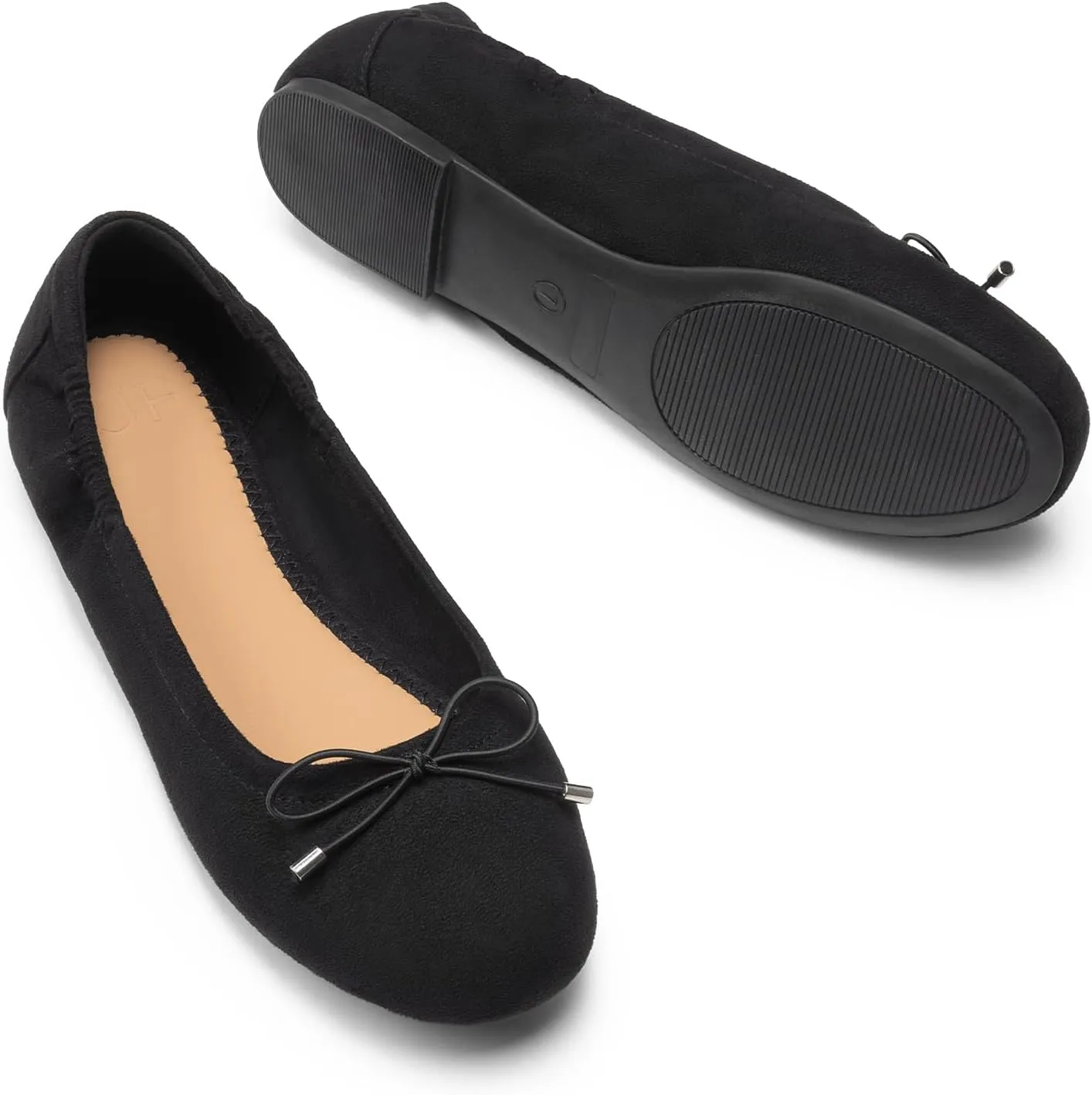 JustFab Womens Ballet Flats Shoes Foldable Round Toe Dress Shoes Comfortable Slip On Walking Flats Shoes Comfort Soft