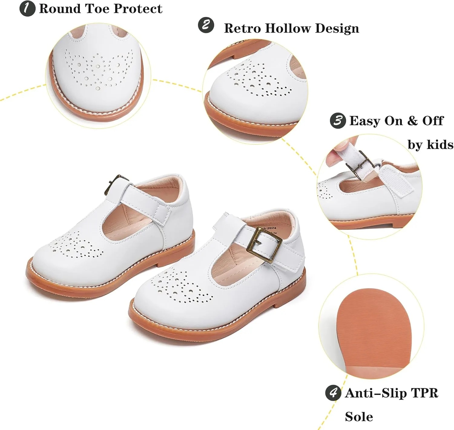 Kiderence Toddler Little Girls Mary Jane Dress Shoes School Oxford for Girls Flats