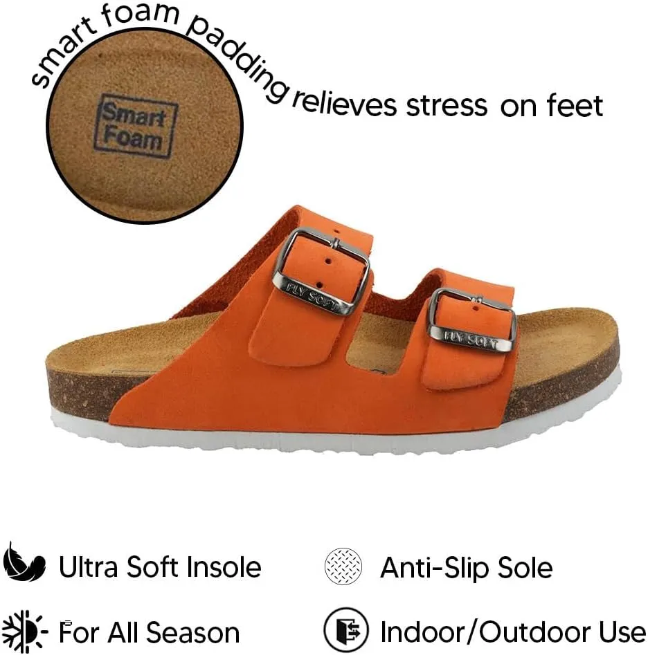 Kids' 100% Genuine Leather Sandals - Comfortable Smart Foam Footbed, Adjustable Straps, Durable Non-Slip Sole and Stylish