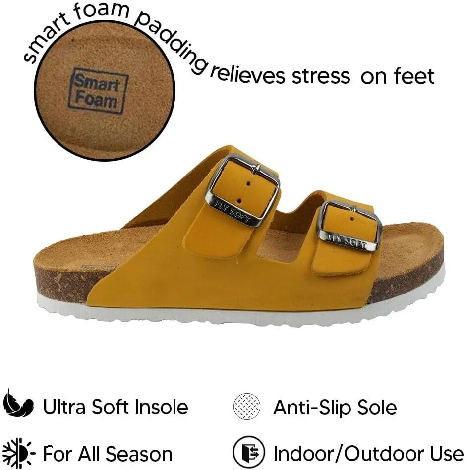 Kids' 100% Genuine Leather Sandals - Comfortable Smart Foam Footbed, Adjustable Straps, Durable Non-Slip Sole and Stylish