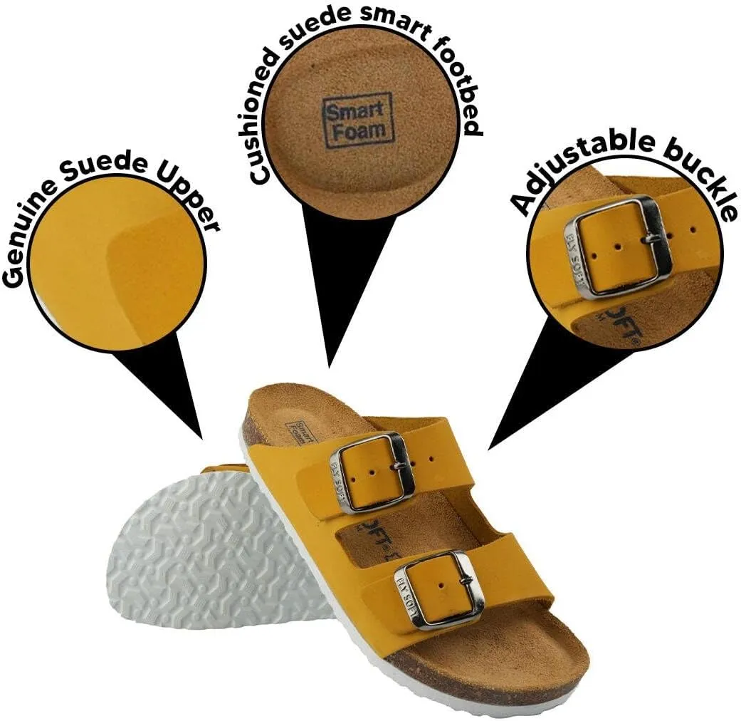 Kids' 100% Genuine Leather Sandals - Comfortable Smart Foam Footbed, Adjustable Straps, Durable Non-Slip Sole and Stylish