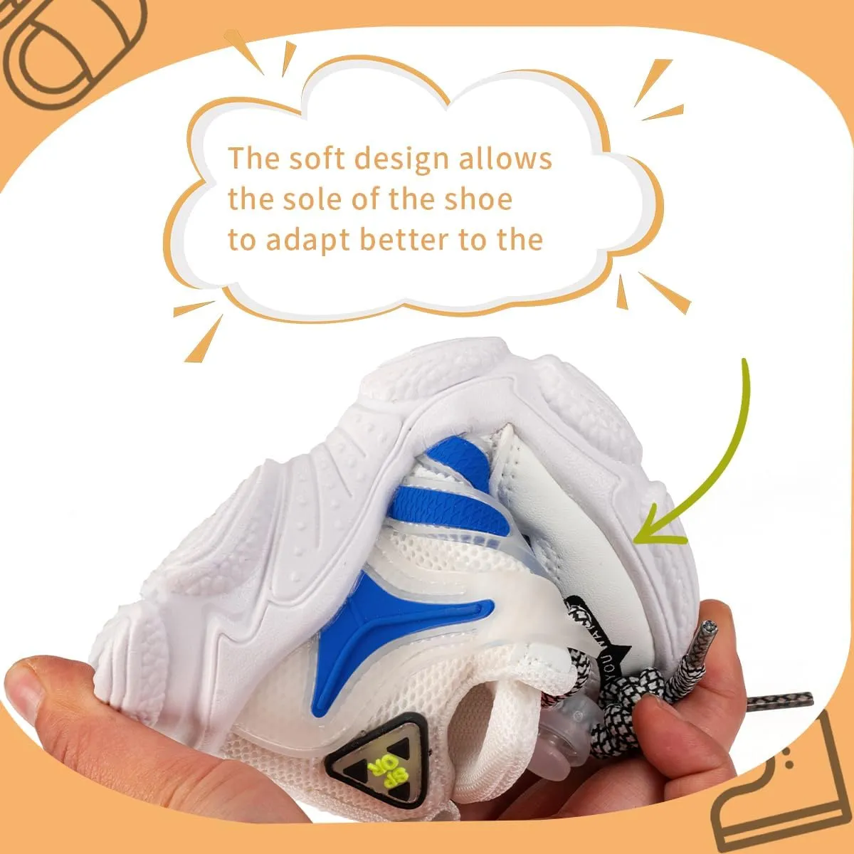 Kids Athletic Sneakers, Chunky Running Shoes, White and Blue with Mesh Design