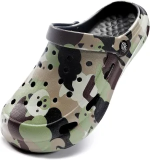 Kids Classic Camo Beach Clogs | Lightweight Water Sandals for Boys - Quick-Dry Non-Slip Light and Durable （Little Kid/Big Kid）