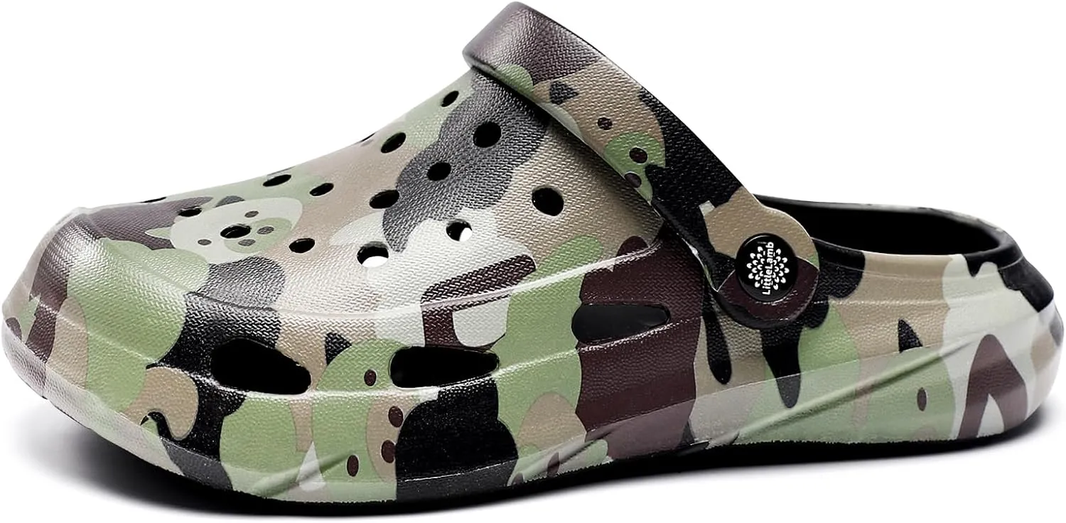 Kids Classic Camo Beach Clogs | Lightweight Water Sandals for Boys - Quick-Dry Non-Slip Light and Durable （Little Kid/Big Kid）