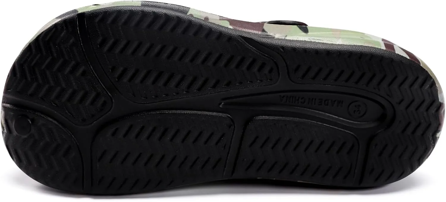 Kids Classic Camo Beach Clogs | Lightweight Water Sandals for Boys - Quick-Dry Non-Slip Light and Durable （Little Kid/Big Kid）