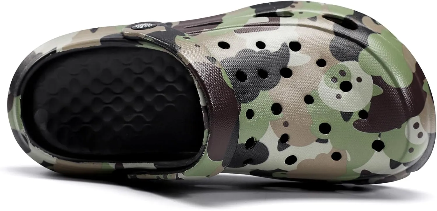Kids Classic Camo Beach Clogs | Lightweight Water Sandals for Boys - Quick-Dry Non-Slip Light and Durable （Little Kid/Big Kid）