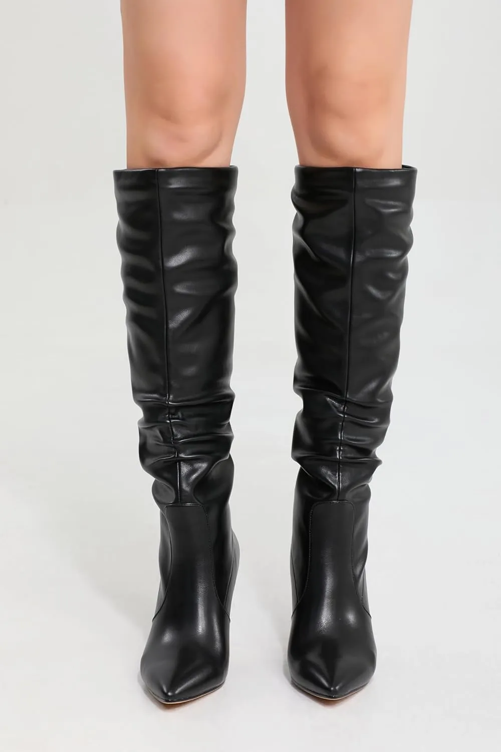 Knee High Boots for Women Pointed Toe and 3 IN Stiletto High Heel Slouchy Boots Fashion Tall Boots For Women