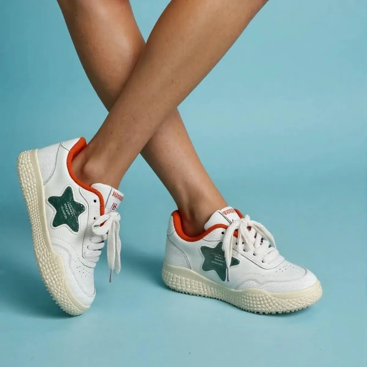 Korean-Inspired Casual Star Sneakers Women Platform Tennis Shoes, Original Style White Sneakers for Sports & Streetwear
