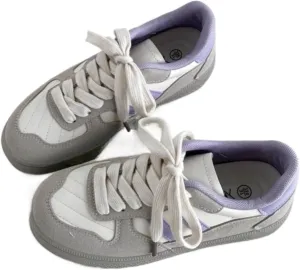 Korean Style Retro German Trainer Sneakers – Women’s Casual Lace-Up Colorblock Low-Top Fashion Shoes, Anti-Slip PU Campus Walking Shoes