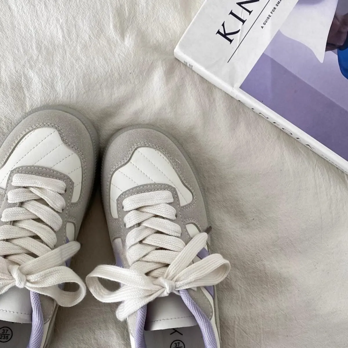 Korean Style Retro German Trainer Sneakers – Women’s Casual Lace-Up Colorblock Low-Top Fashion Shoes, Anti-Slip PU Campus Walking Shoes